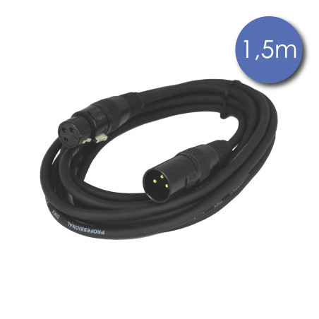 Câble 1,5m - XLR 3 PIN Mâle - XLR 3 PIN Femelle