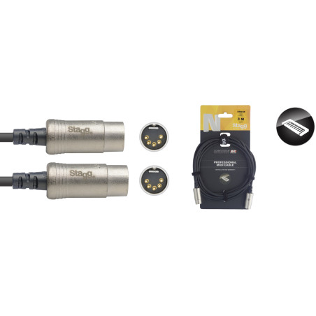 Câble MIDI DINm DLX 3m - Stagg