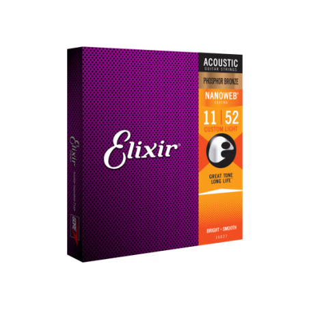 ELIXIR NANOWEB PHOSPHOR BRONZE CUSTOM LIGHT 11-52