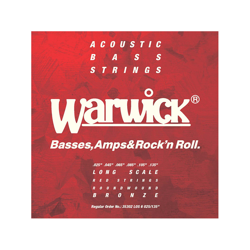 Red Strings, 6 cordes Long Scale Bronze Acoustic Bass 25-135 - WARWICK