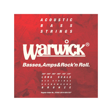 Red Strings, 6 cordes Long Scale Bronze Acoustic Bass 25-135 - WARWICK