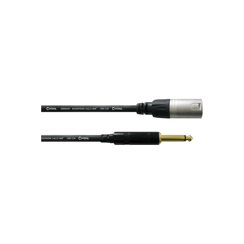 XLR mâle / Jack 6,35 mm - plaqué or - 5 m - Cordial