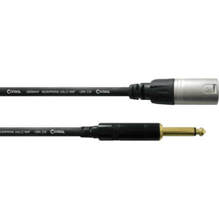 XLR mâle / Jack 6,35 mm - plaqué or - 5 m - Cordial