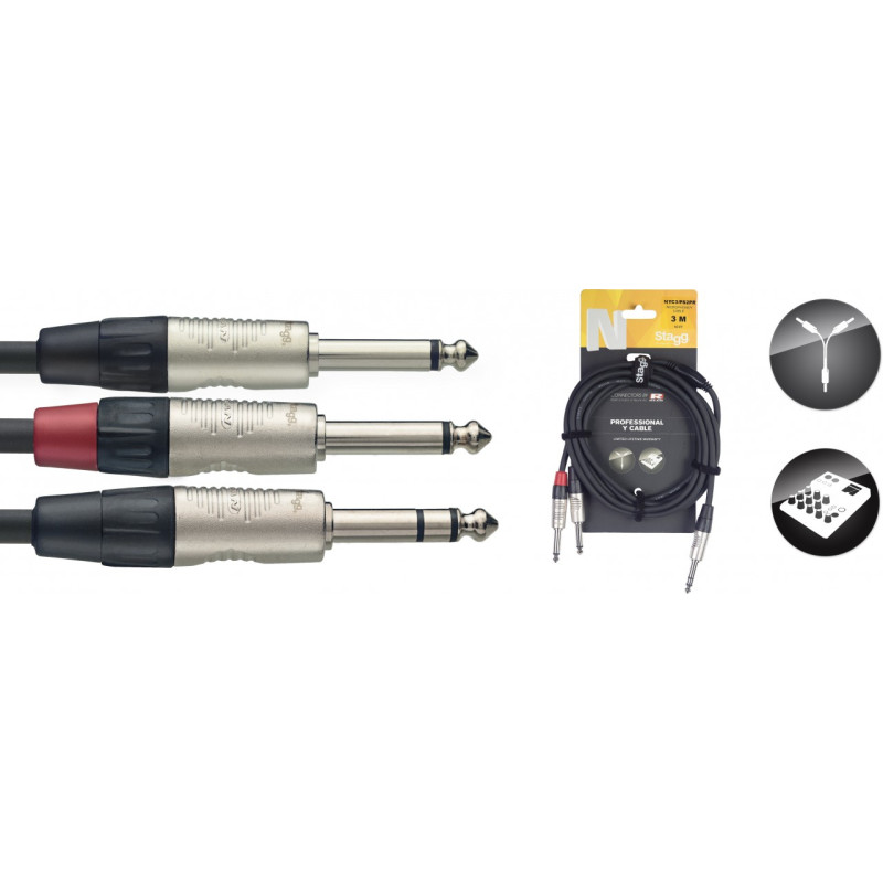 Câble en Y JCKm TRS - 2x JCKm DLX - Stagg