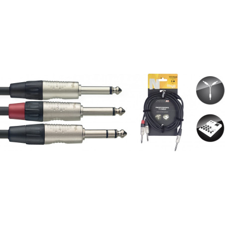 Câble en Y JCKm TRS - 2x JCKm DLX - Stagg