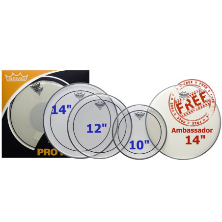 Pack Pinstripe 10"/12"/14" Clear + Ambassador 14" Coated - Remo